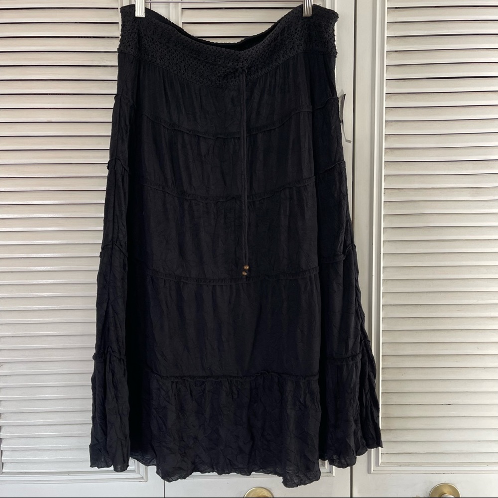 NWT International Concepts Black Tie Waist Maxi Skirt Size Large